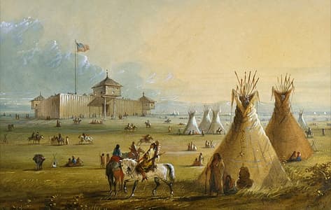 Fort Laramie en un cuadro del siglo 19