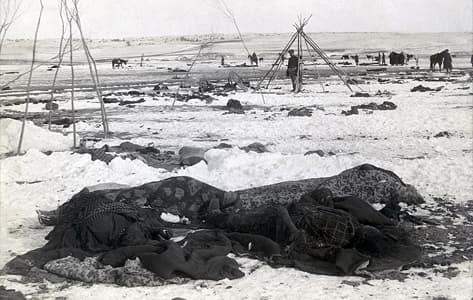 Imágen histórica de la matanza de Wounded Knee